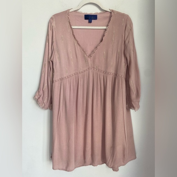 Darling Blue Rain Mauve Baby Doll Dress High Low Hem Size Medium - Picture 6 of 6